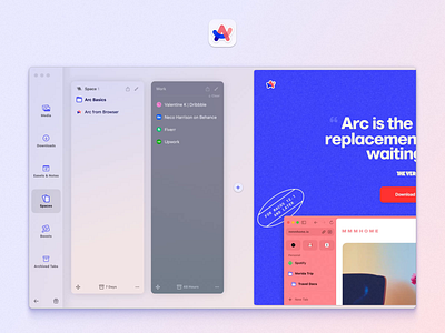 Arc Browser - Improved Tab Archiving Feature | Ux/Ui Suggestion animation app application arc blue browser design desktop feature idea mac motion graphics ui ux web