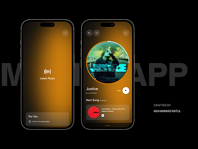 Music Mobile App Concept Portfolio android app application clean concept design inspiration ios minimal mobile modern music music app portfolio ratul ui song ui ux visual web app