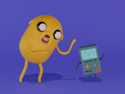 Dancing Jake and BMO 3d 3d artist 3d illustration 3d model 3d work adventure adventure time artist blender blender 3d cartoon character dance high poly illustration low poly ukraine