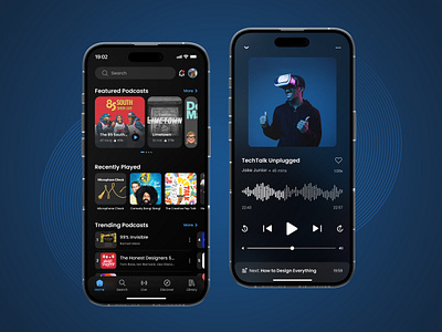 Podcast Mobile App Design designinspiration designprocess digitaldesign dribbbleshowcase graphicdesign listen mobileui mobileux music musicapp podcast poscastapp ui uidesign uidesigner uipatterns uiuxdesign userinterface webdesign wireframing
