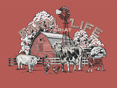 Barnyard animals barn farm graphic design illustration ranch
