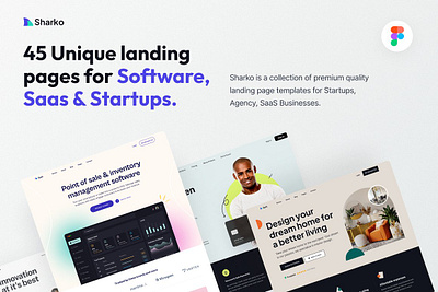 Sharko - Landing Page UI Kit figma landing page saas landing sharko landing page ui kit sketch startup landing page ui kit website design website template