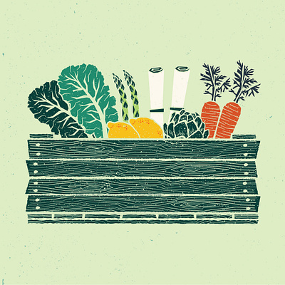 Vegetable Crate crate farm farmers market illustration produce summer vegetables