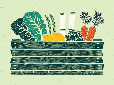 Vegetable Crate crate farm farmers market illustration produce summer vegetables