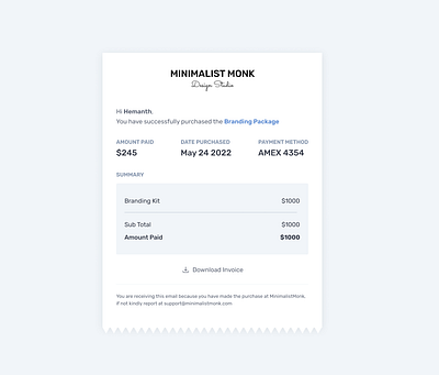 Email Receipt dailyui email minimal receipt ui ux