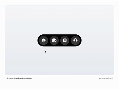 Dynamic Icon Reveal Animation animation component dark dark mode dynamic reveal interaction design interactive nav modern motion motion graphics nav nav animation nav menu navigation navigation menu ui ui animation ui design ux web design