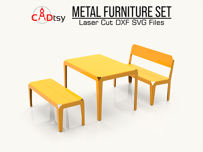 Metal Table, Bench and Backrest Bench Bundle DXF SVG CNC Files creative metal designs