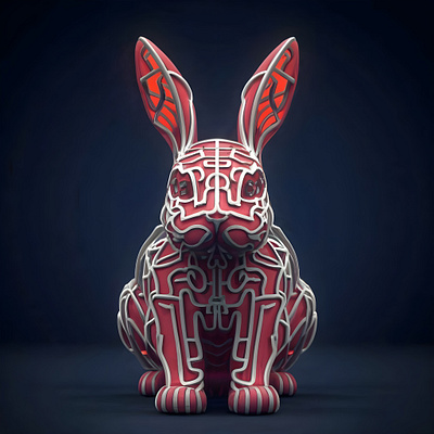 Red maze body rabbit 🐰🐰 graphic design illustration vector