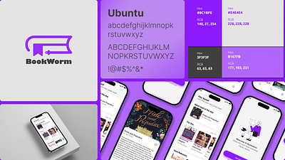 Bookworm Logo Design and Brand Identity app branding design graphic design logo typography ui uiux design ux