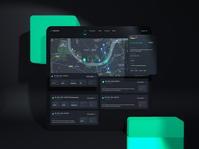 Trackpac - Web UI 3d geo graphic design map pin temperature tracking ui