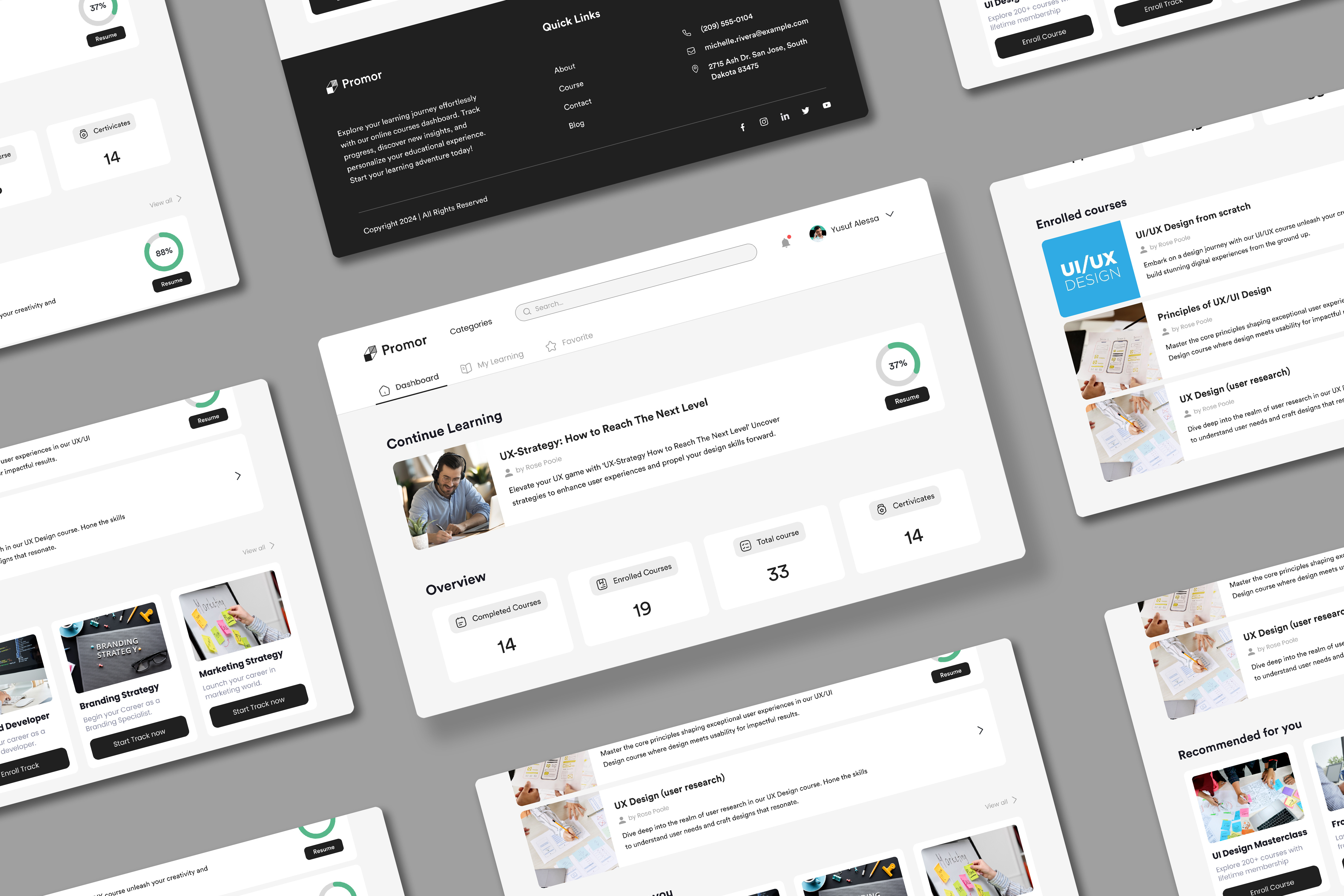 Online Courses Platform - Course Dashboard dashboard dashboard page enrolled courses landing page lms online courses platform progress bar searchfilter