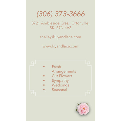 Lily & Lace Business Card (back) business card graphic design
