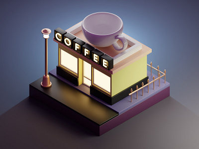 Cofee shop 3d blender coffe