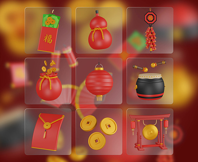 Chinese new year 3D icon 3d 3d icon 3d icons china chinese coins chinese culture chinese jug chinese new year chinese new year 3d icons crackers envelope firework gong icon set icons illustration lantern money envelope ui vector