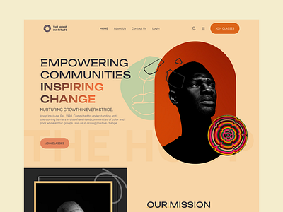 Boho Website Design - The Hoop Institute bohemian boho style dailyui educationalwebsitedesign hero section homepage landing page modern website design non profit online education topuidesign uidesign website design