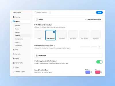 pixfort New Theme Options Interface admin animation branding clean gradient graphic design interface logo motion graphics options pixfort search settings tailwind theme ui user interface ux web design wordpress
