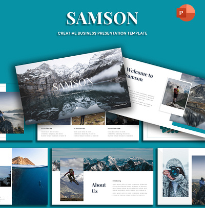 Samson – Creative Business PowerPoint Template blue business clean company consulting creative education graphic design maps marketing medical minimalist portfolio powerpoint powerpointtemplate simple sport