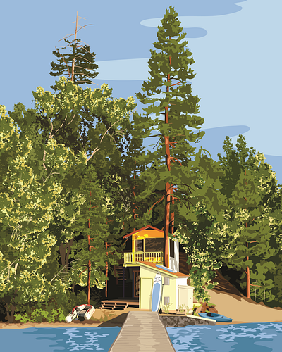 Yellow Cabin adobeillustrator custom home homeportrait illustration realism vector