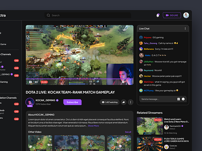 Spectra - Game Streaming Dashboard broadcast dashboard dashboard design game game streaming gamming live live streeamng online streming stream streamer streaming ui video video platform video streaming web web app web design website