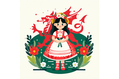 Saint David's Day Illustration celebration costume culture day dragon feast festival holiday illustration parade saint david traditional vector wales
