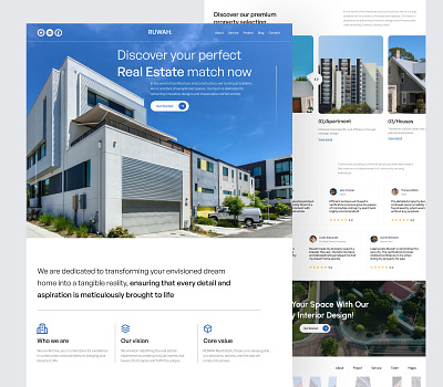 RUWAH - Real Estate Landing Page 🏡 apartement architecture building clean design figma home home design house landing page modern property real estate real estate agency residence ui ux web web design website