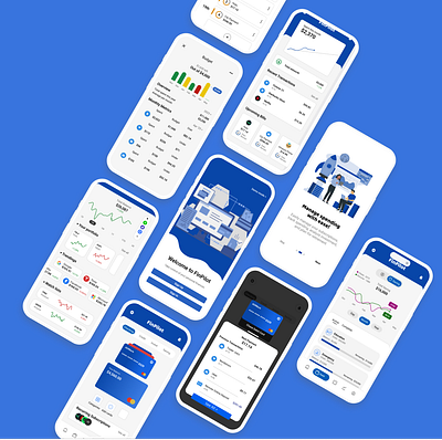 FinPilot, finance mobile app app banking card chart design finance financial graph graphic graphic design illustration login mobile money onboarding sign up stock tab bar ui ux