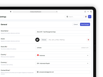 Settings Dashboard | Catalyst app dashboard design interface menu saas saas dashboard setting setting page setting ui design settings settings dashboard ui ui design ux web