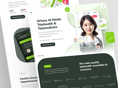 osler Web UI: AI Telehelath Figma Website Template 👨‍⚕️ artificial intelligence clean doctor landing page doctor website green health ui healthcare healthcare ai chatbot landing page minimal patient website responsive soft telehealth telehealth ai telemedicine ui ui kit virtual care web design