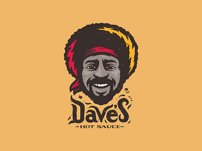 Dave’s Hot Sauce afro bandana beard funk hendrix hip hop hot sauce kung fu lightning mascot portrait retro seventies