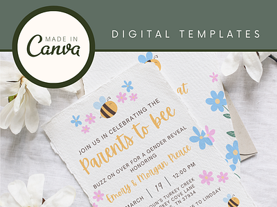 Gender Reveal Invitation, What Will Baby Bee Invitation, He or She Gender  Reveal Canva Template, Summer Gender Reveal Invite 