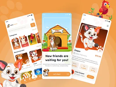 Pet App UX/UI Design Project appdesign backbencher studio design design agency digital design illustration petapp ui ui design uiux design user experience user interface ux ux design uxui werbackbencher