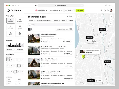 Dolanone - Property Rental Booking Website airbnb apartment booking buy clean dashboard design estate house map product design property real estate rental residence traveler ui ui design uiux web