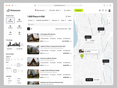 Dolanone - Property Rental Booking Website airbnb apartment booking buy clean dashboard design estate house map product design property real estate rental residence traveler ui ui design uiux web