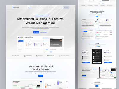 FinTab - Finance Landing Page bento style dashboard design finance landing page management finance money price ui ux web design