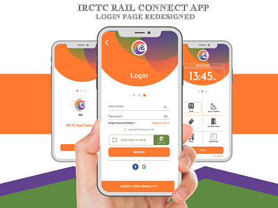 Redesigned - Login page of the IRCTC Rail Connect app app design irctc login screen ui ux