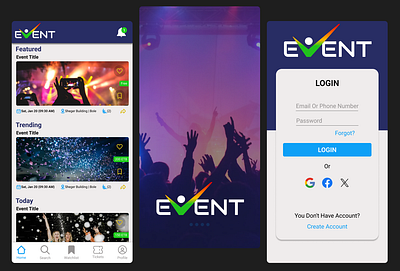 Event App concert ticket conference ticket even app using figma event event app event application event ticket events events app