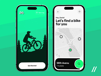 Bike Rent Mobile iOS App android app app design app interaction bike design gps interface ios map mobile mobile app product design rent travel ui ux