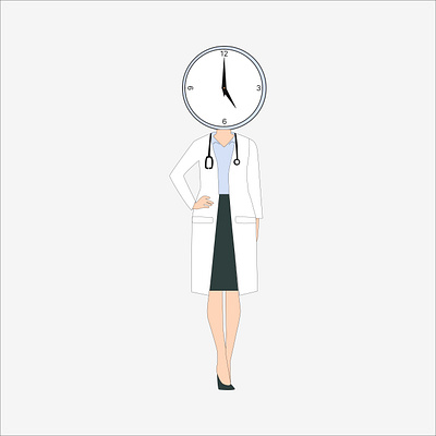 time or o'clock disciplined doctor vector illustration 3d animation branding design doctor graphic design illustration illustrator logo motion graphics ui ux vector woman