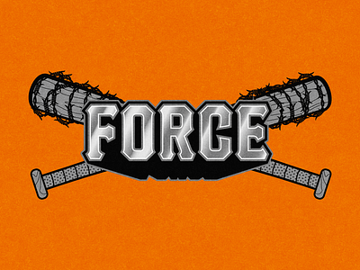 Force Orange Logo barbed wire bat digital art digital illustration graphic design illustration metallic softball sports sports logo typography vector vector illustration