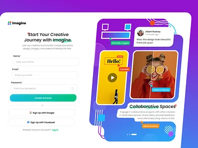 Sign Up Website Design Exploration content creator design editing exploration figma register register page sign up sign up page ui ui design user interface ux web web design web for design web for editing website
