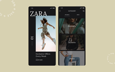 ZARA App Design app branding ui ux design zara