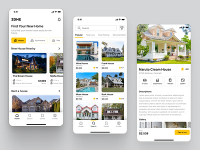 Real Estate App Design ui ux