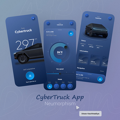 CyberTruck Neumorphism App animation figma graphic design ui