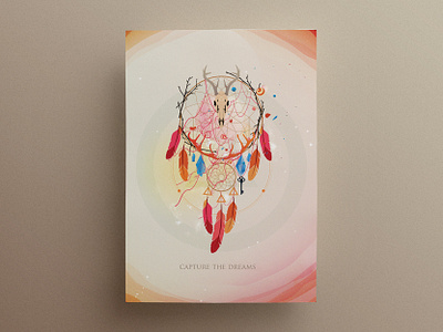 Dreamcatcher design dream dreamcatcher feathers flat graphic design illustration poster psychadelic skull vector