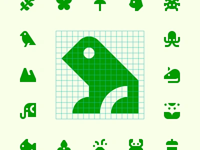 Nature icons animal butterfly cat chestnut courgette crab elephant field fish flower frog leaf mountain mouse nature octopus palm tree spider sunny volcano