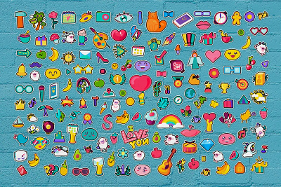 160 Life Cartoon Stickers Pack adventure animal art business cartoon cute design food funny happy hobby icon illustration print set sport sticker summer travel vector