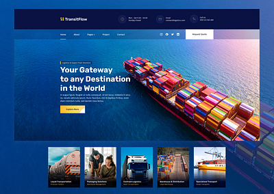 Transitflow - a Shipping Website Landing Page adobe photoshop application application design figma design interface design landing page landing page design transport and shipping website ui design user interface design web app web application web application design website website design