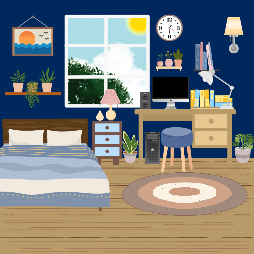 Room Design blue design home house illustration interior room simple