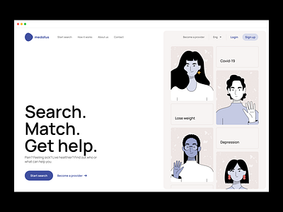Medatus - Home page covid doctor doctors flat graphic design health hero image home page illustration landing medical platform ui ux uxui web website ​medicine