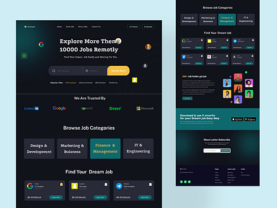 Job Finder Website - Landing Page Design app design find job find work finder hireing job job board job finder job finder app job finder web job listing job portal job search job web landing page ui ux